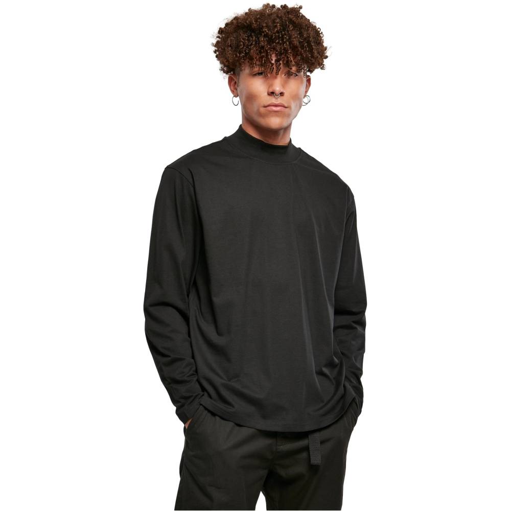Urban Classics - Heavy Boxy Mock Neck Top à manches longues - Noir